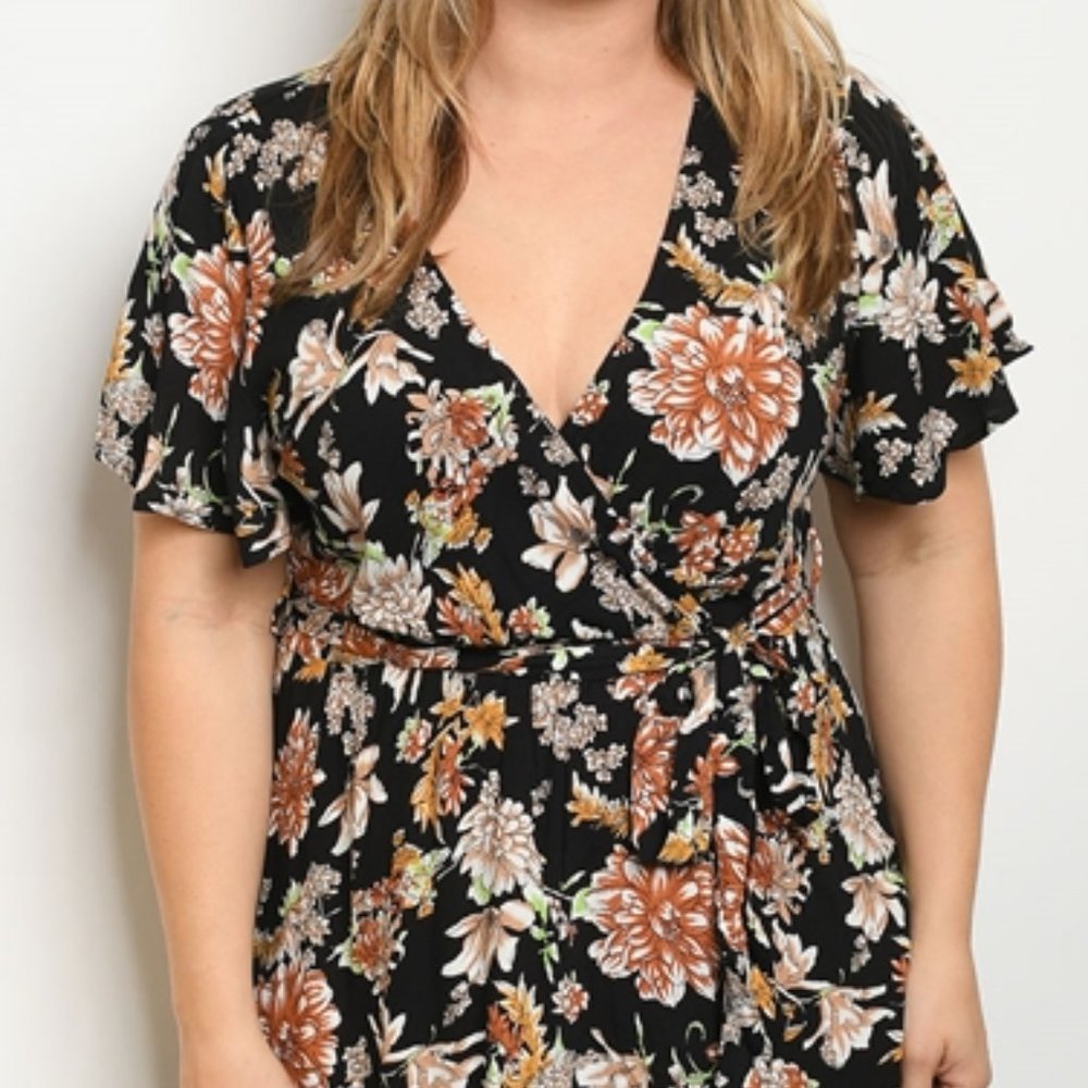 BLACK & FLORAL PRINT DRESS - Picture 2 of 6
